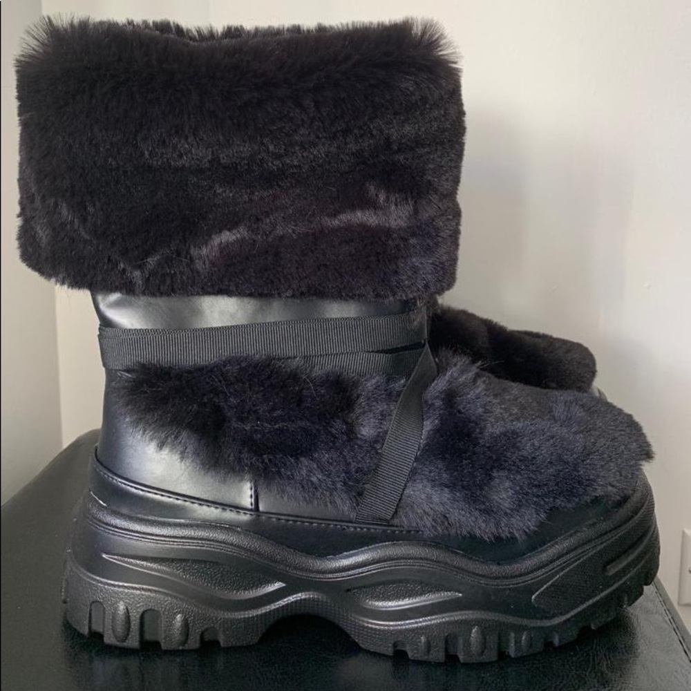 Women's Black Untamed Fuzzy Flat Boot